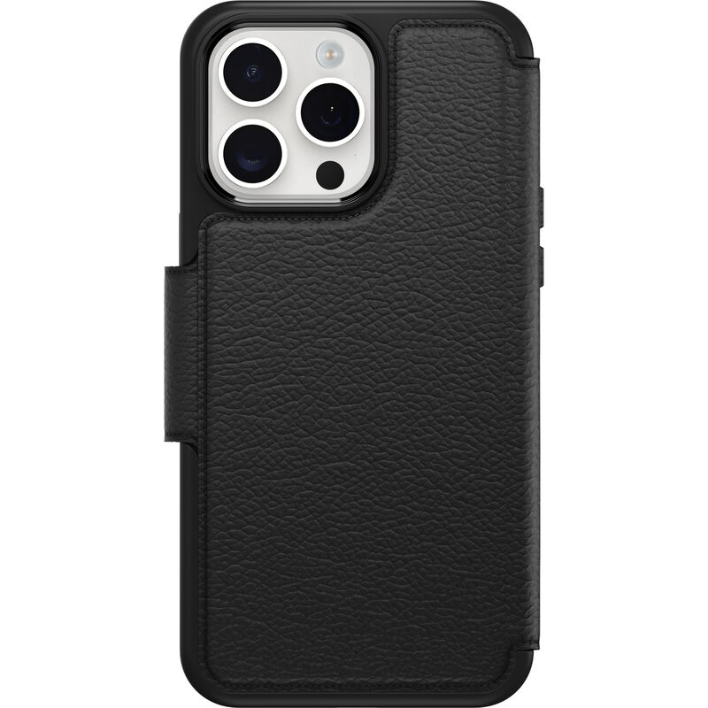 iPhone 15 Pro Max black Symmetry Leather Folio Phone Case