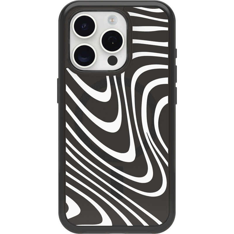 product image 2 - iPhone 15 Pro Case Symmetry Series Clear for MagSafe - Black + White Collection