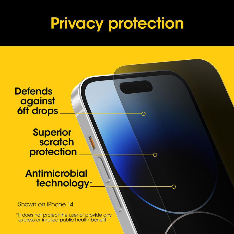 iPhone 15 Pro Max Premium Pro Glass Antimicrobial Privacy Screen